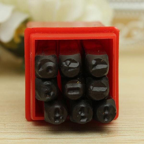 9pcs Numbers Steel Punch Stamp Die Set Metal Tool 3/4/5/6/8/10/12.5mm