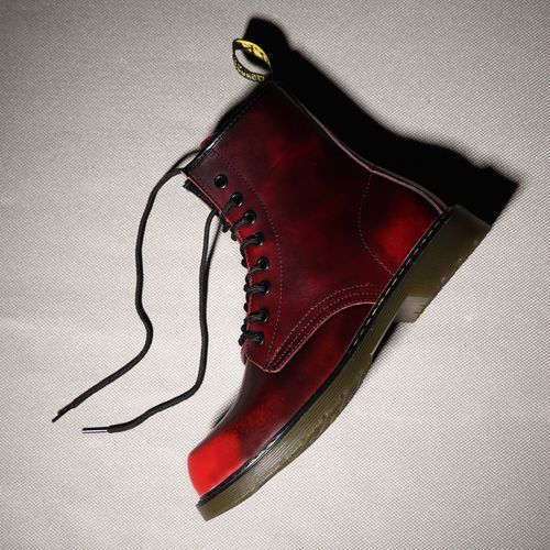 Luxury Men's Fashion Boots EUR Size 36-47 Top Quality Italian Handmade Cow Split Leather Motorcycle Boots Unisex High Top Martin Boots Handsome Male Shoes Couples Oxfords Outsole Ankle Boots Red