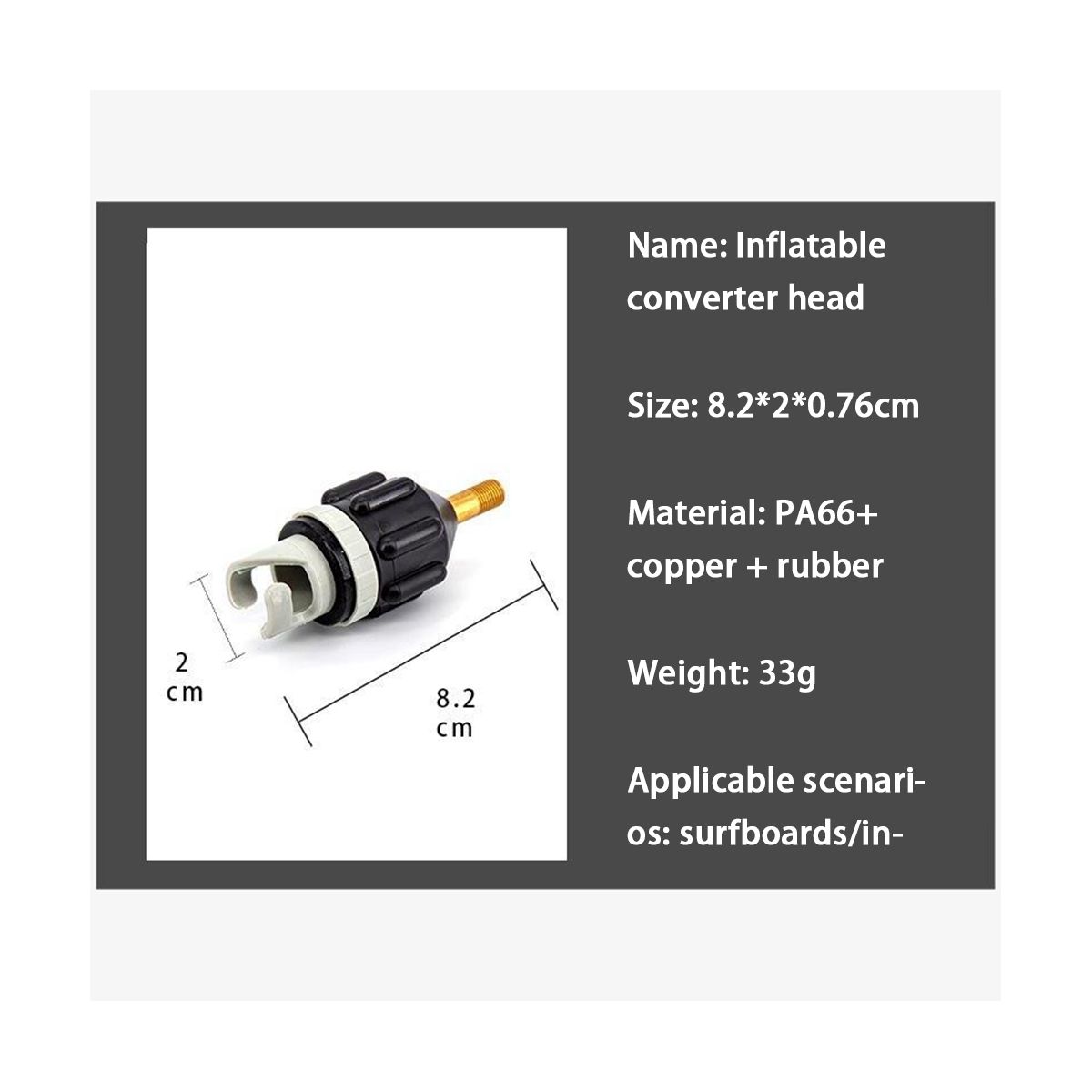 Sup Paddle Air Nozzle Kayak Air Valve Adapter On-Board Pump Inflatable Adapter Pump Air Inflator Connector ToolOrange