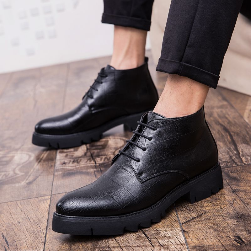 Mens Oxfords Boots Dress Ankle Booties-Black