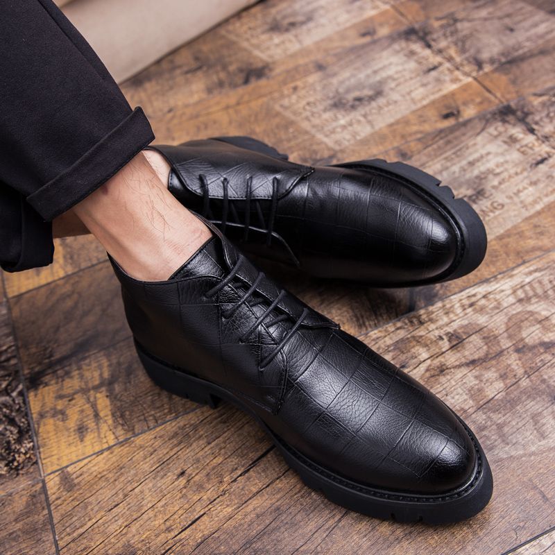 Mens Oxfords Boots Dress Ankle Booties-Black