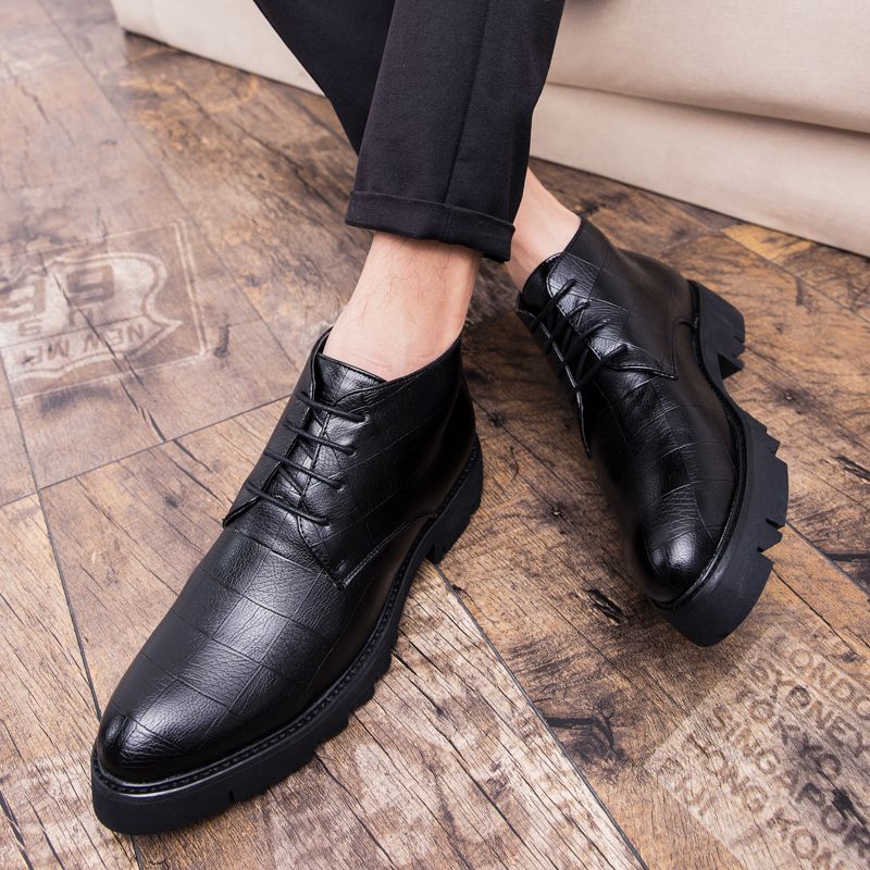 Mens Oxfords Boots Dress Ankle Booties-Black