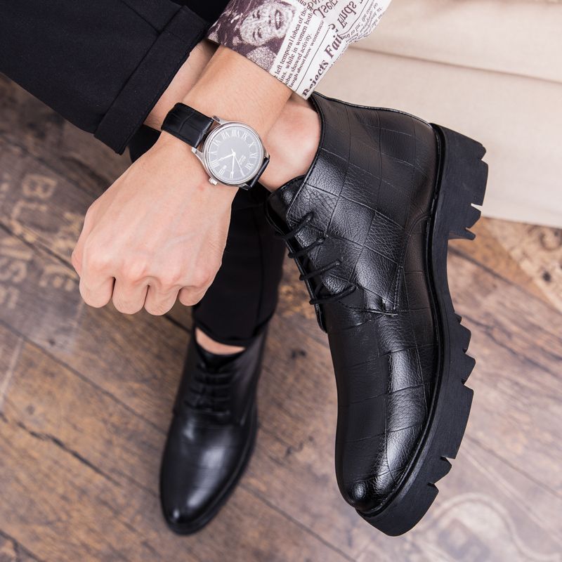 Mens Oxfords Boots Dress Ankle Booties-Black