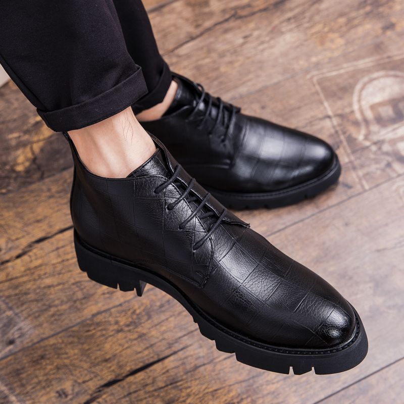 Mens Oxfords Boots Dress Ankle Booties-Black