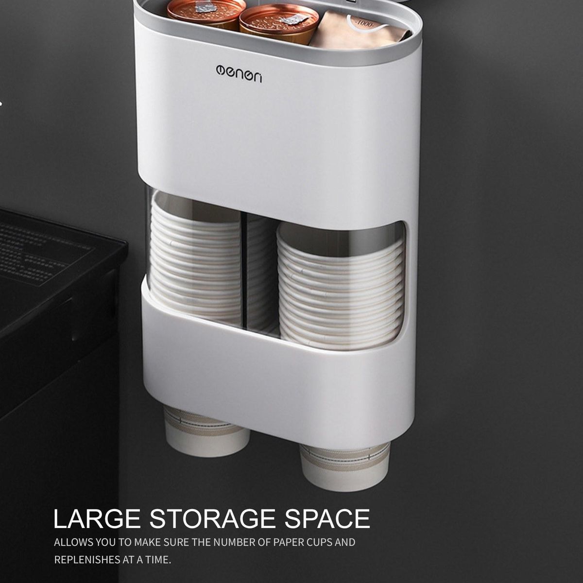 Double Tube Disposable Cups Dispenser Wall-mounted Cup Dispenser Pull Type Paper Water Disposable Automatic Remover Cup Holder for Cone or Flat Bottom Cups