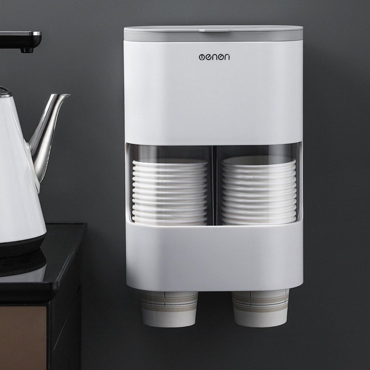 Double Tube Disposable Cups Dispenser Wall-mounted Cup Dispenser Pull Type Paper Water Disposable Automatic Remover Cup Holder for Cone or Flat Bottom Cups