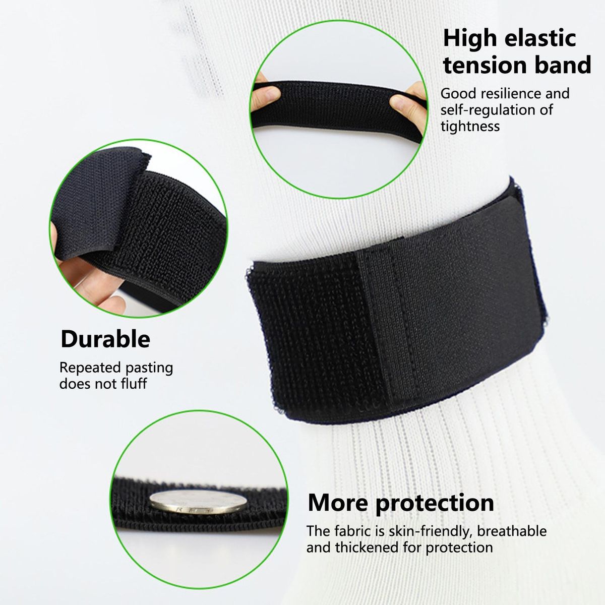 1 Pair Shin Straps Fastener Shinguard Sports Guard Tapes Black