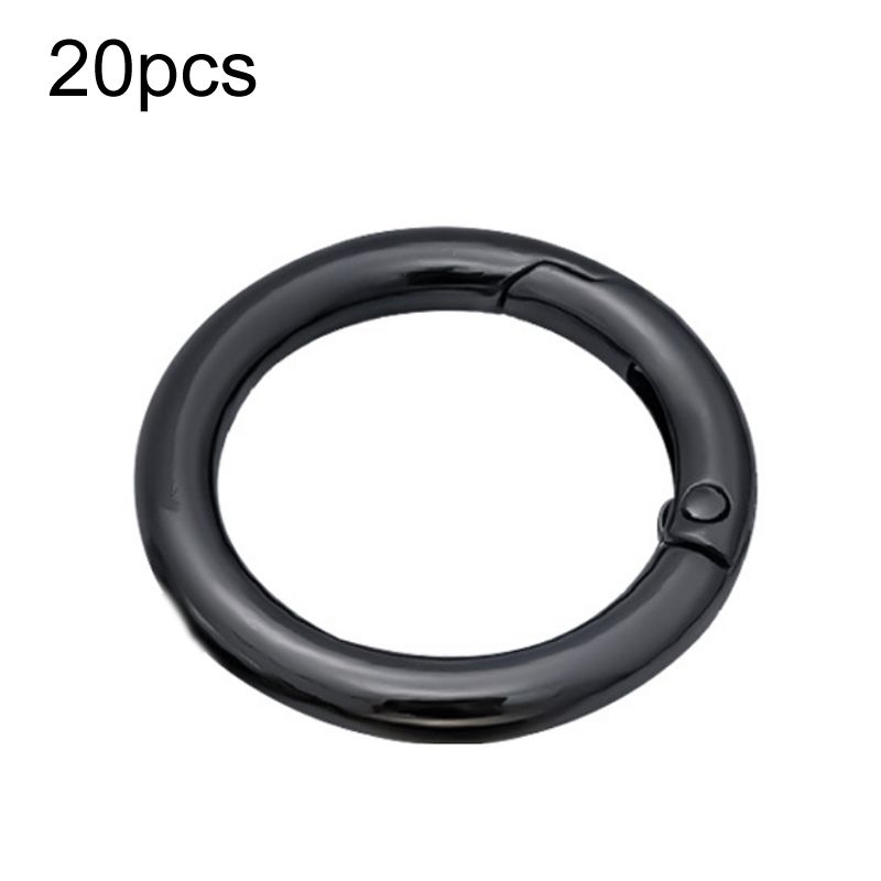 20pcs Zinc Alloy Spring Ring Keychain, Specification: Inch 2 Black