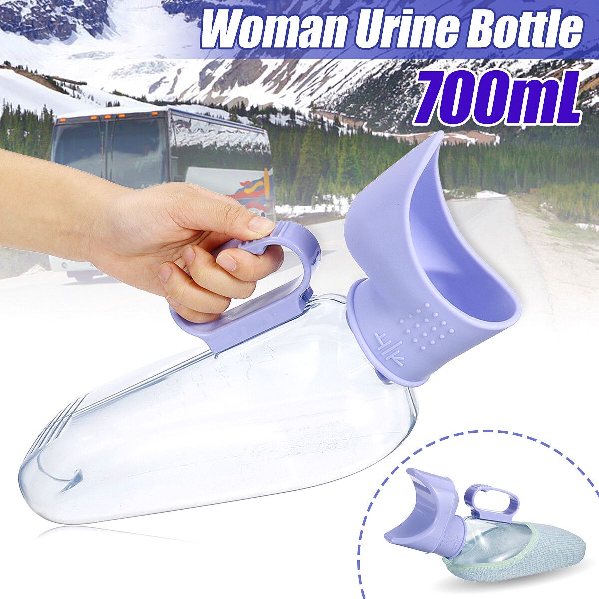 Woman Portable Urine Pot Bottle With Lid Toilet Car/Travel/Bed/Camping Large