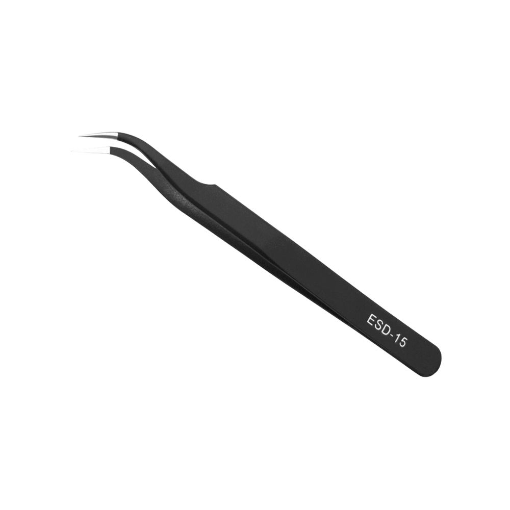 Anti-static Pointed Curved Tweezers ESD-14 ESD-15 Clamps Medical Forceps For Electronic Repair Rework Tool Industrial Grade-ESD-15