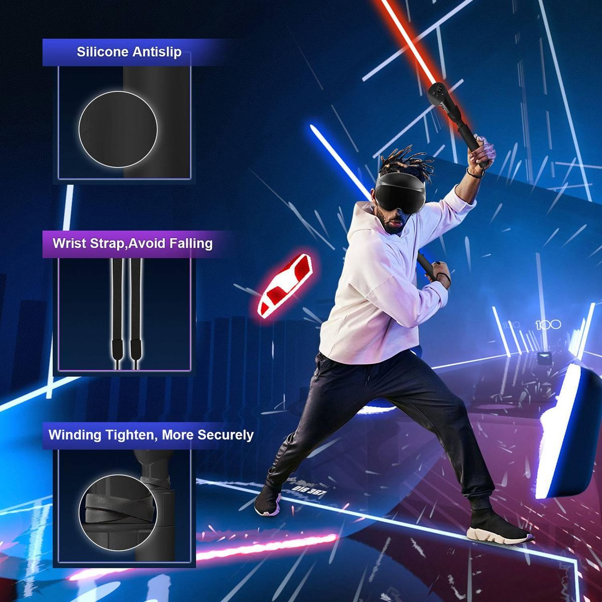 Dual Lightsaber Handle Extension Grip for Meta Quest Pro