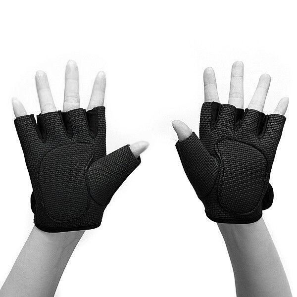 2X Weight Lifting Leather Padded Fitness Traning Body Buliding Gym Sports Black M Black M