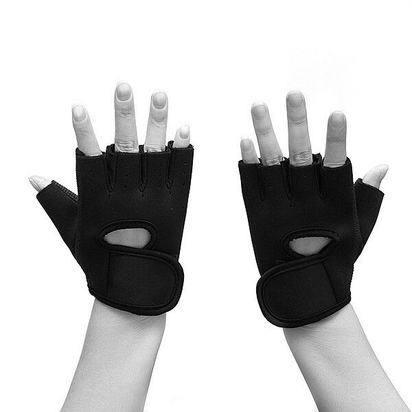 2X Weight Lifting Leather Padded Fitness Traning Body Buliding Gym Sports Black M Black M