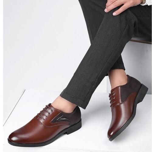 Men's Casual PU Leather Shoes Business Dress Shoes-brown