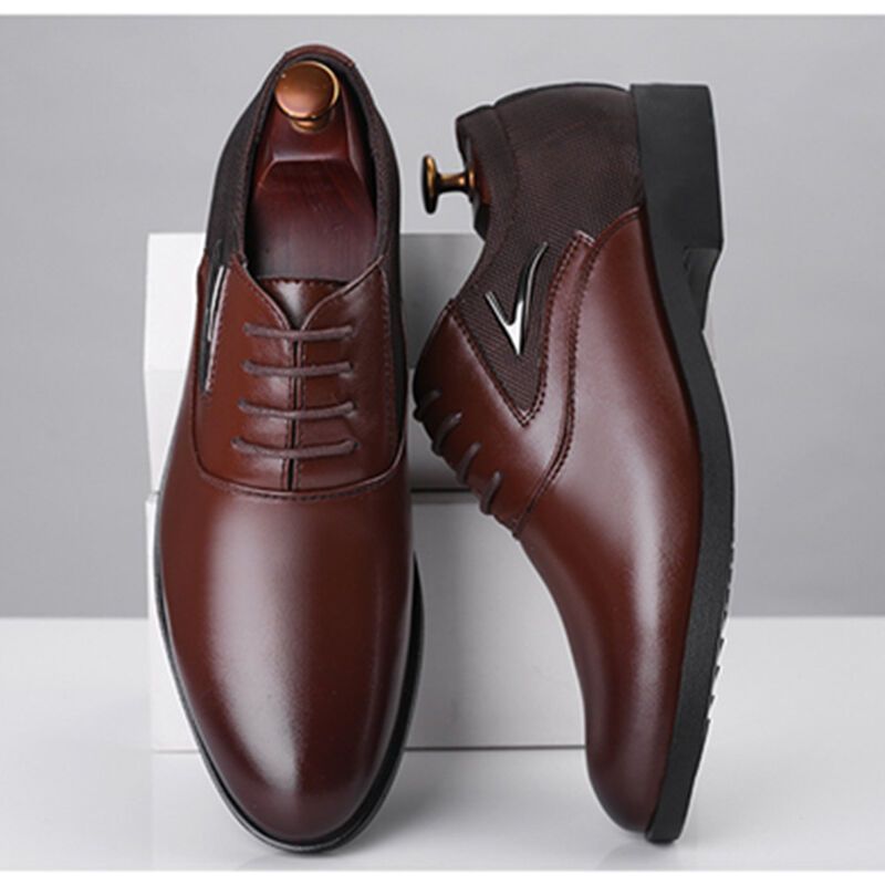 Men's Casual PU Leather Shoes Business Dress Shoes-brown