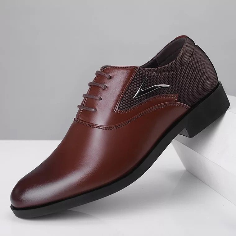 Men's Casual PU Leather Shoes Business Dress Shoes-brown