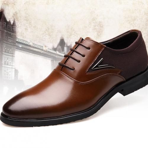 Men's Casual PU Leather Shoes Business Dress Shoes-brown