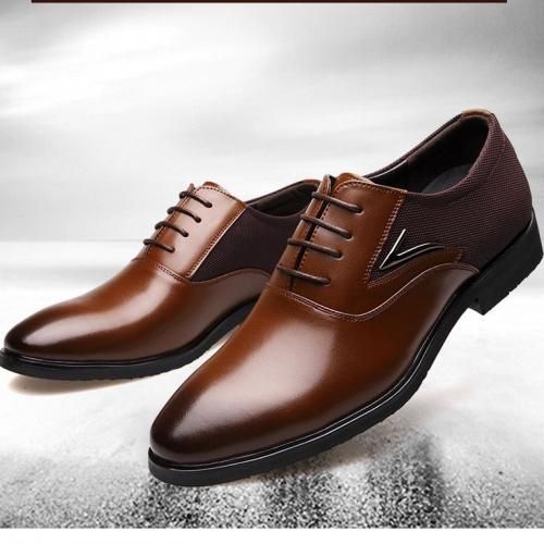Men's Casual PU Leather Shoes Business Dress Shoes-brown