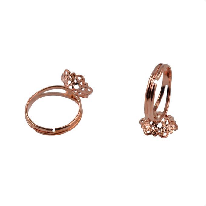 10 Pieces  Adjustable Ring Filigree Settings Blank/Base Rose Gold