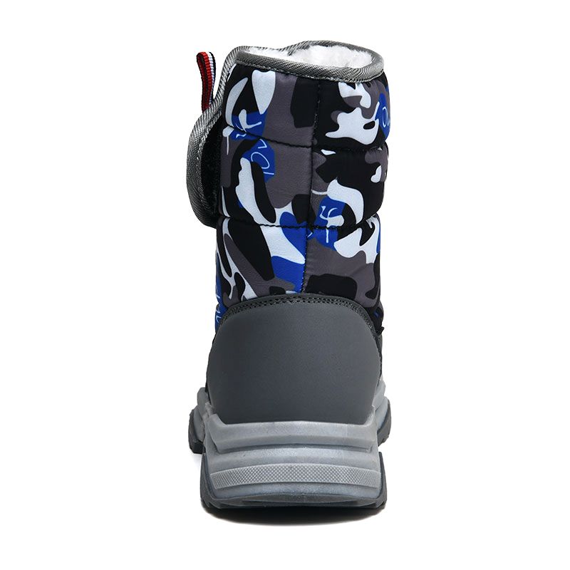 Children's Outdoor Snow Boots Plush Lining Warm Non-slip Boots-Grey Blue