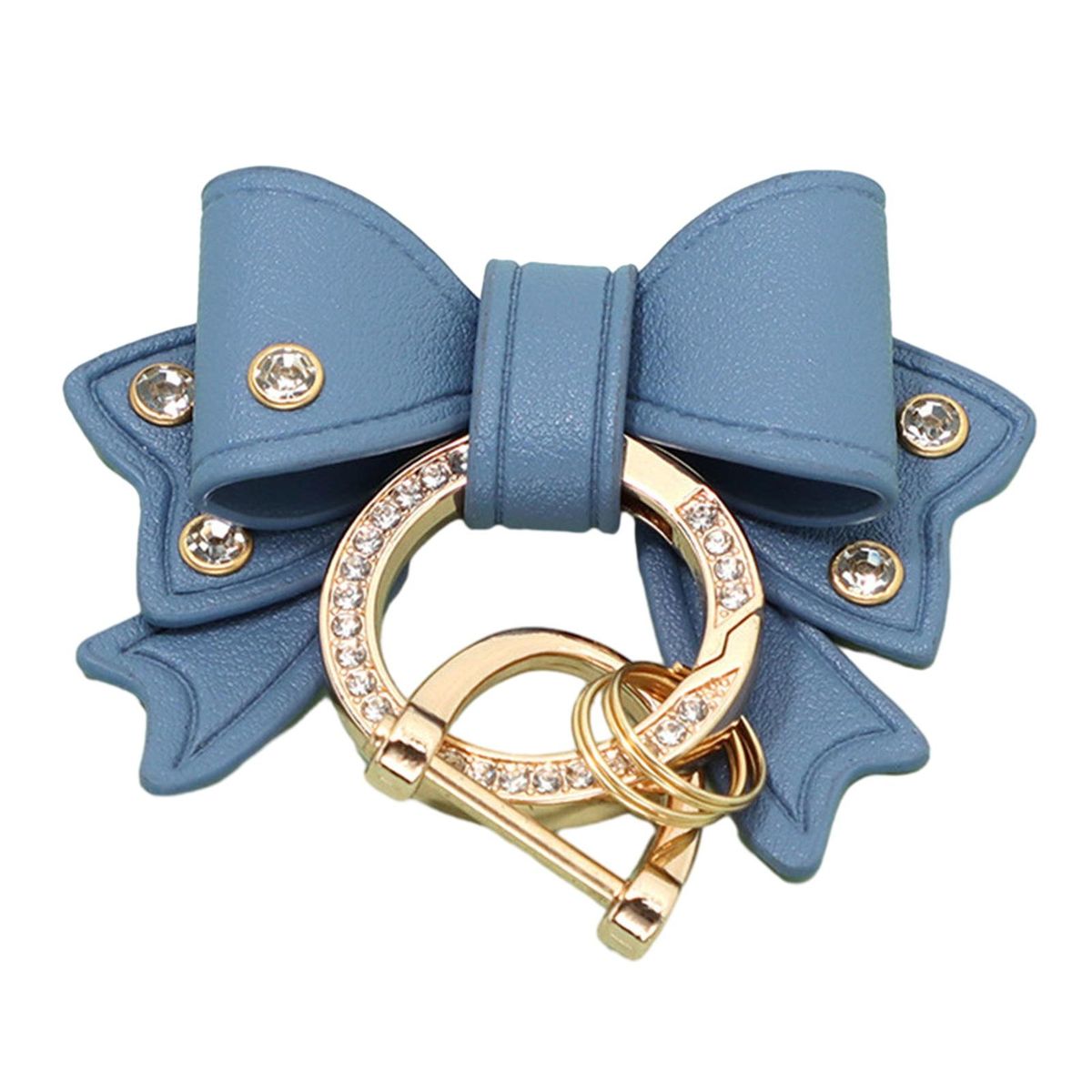 Bow-shaped Keychain Sparkling Bow Key Holder Elegant for Womens Blue