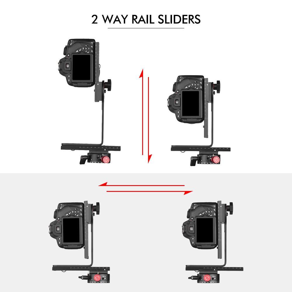 Andoer 720 Degree Panoramic Head Including 360° Swivel Panoramic Indexing Rotator + 2 Way Rail Slider + L Bracket Kit for Canon Nikon Sony DSLR ILDC Camera Max. Load Capacity 3kg