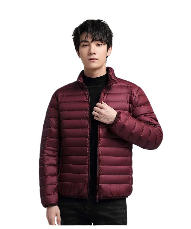 Down Jacket Men Ultralight Camping Trekking Waterproof Winter Coat - Wine
