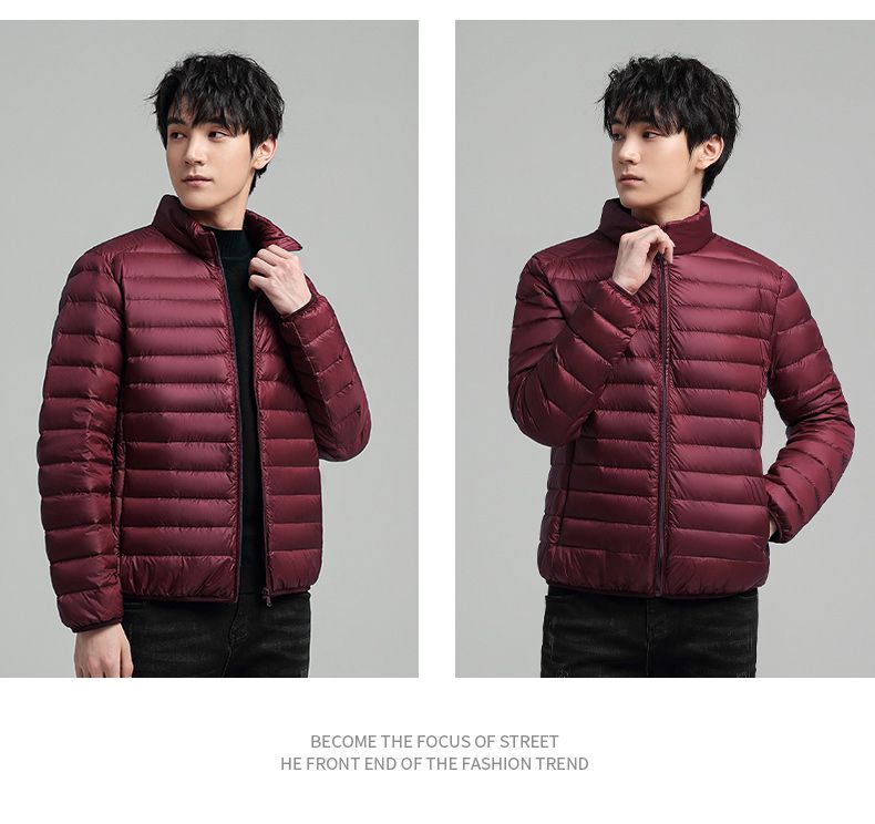 Down Jacket Men Ultralight Camping Trekking Waterproof Winter Coat - Wine