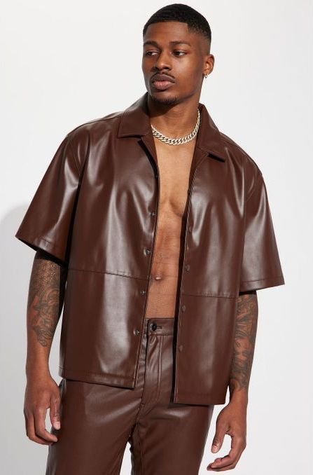 Luxury Daren Leather Set Pant And Jacket-Brown