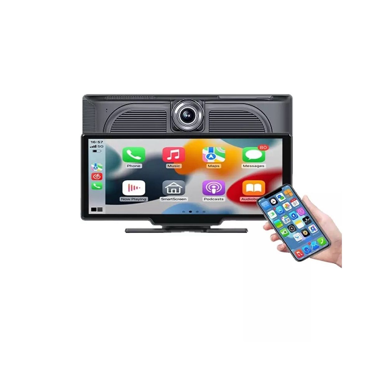 Portable Wireless Carplay & Android Auto,10.26 Inch Touch Screen Car Radio, Car Stereo Dash Cam, Backup Camera Bluetooth