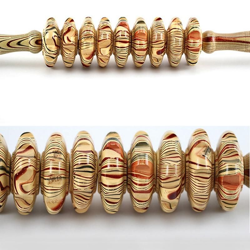 9-Wheel Wooden Abdomen Massage Roller Fitness Roller
