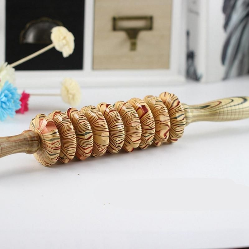 9-Wheel Wooden Abdomen Massage Roller Fitness Roller