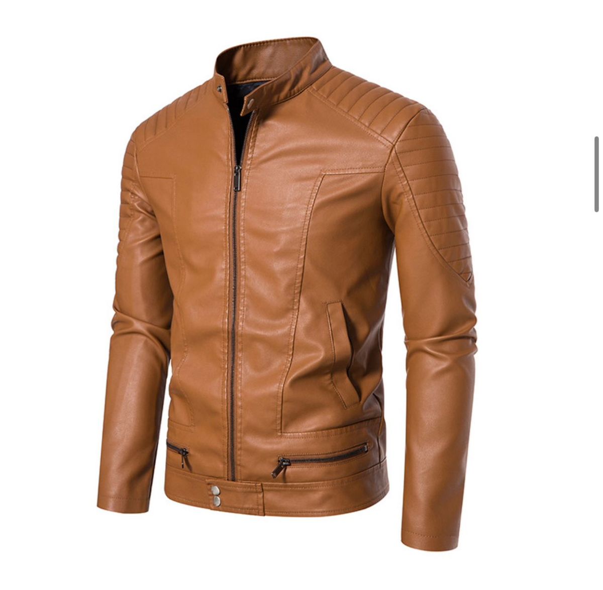 Genuine Fashionable Men's Brown Leather Plain Jacket