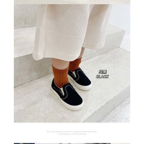 Canvas Plaid Loafers-Black