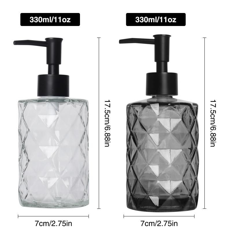 Diamond Design Glass Soap Dispenser: 330ml With Soap Pump (2