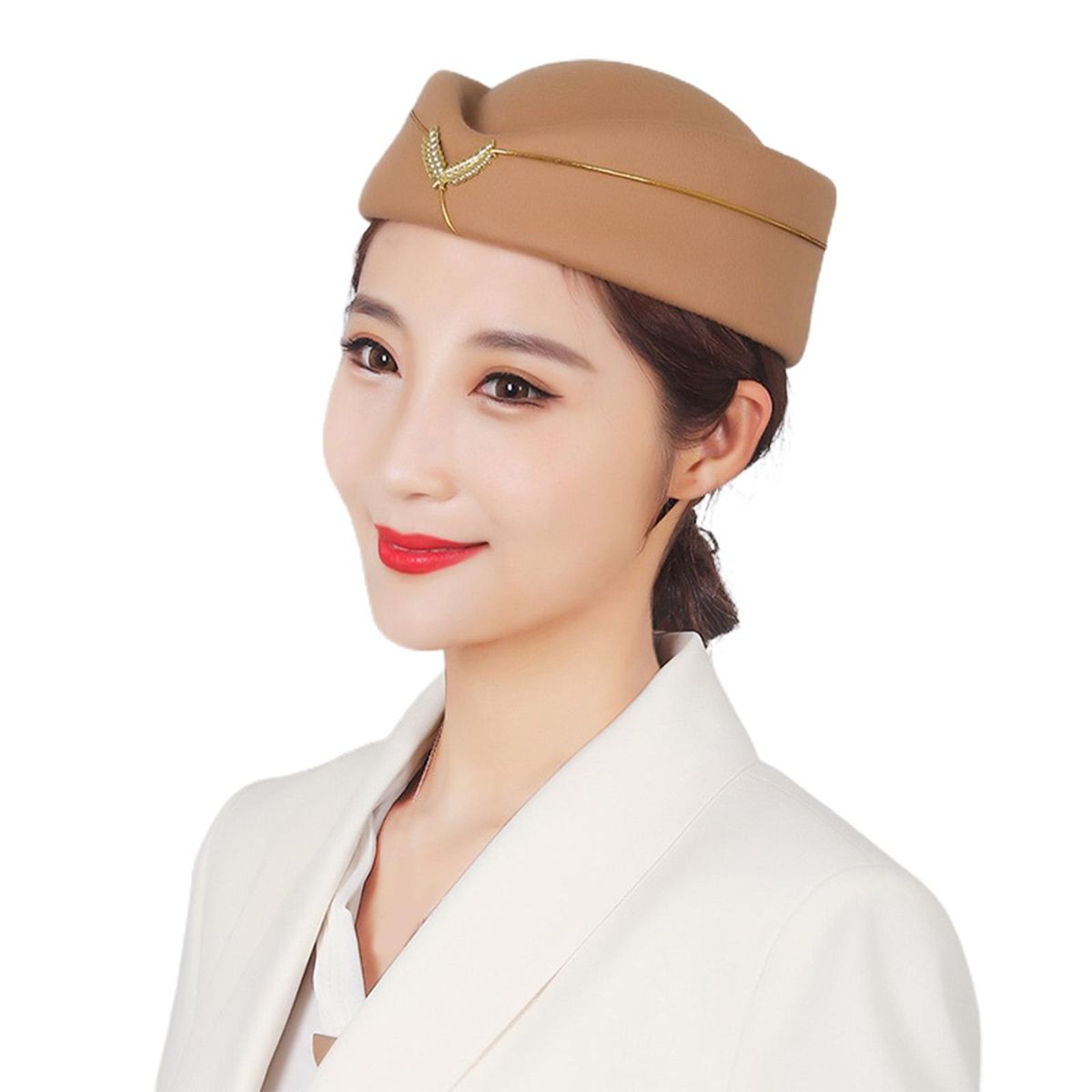 Air Hostesses Beret Air Hostesses Hat Formal Uniform Cosplay Beige