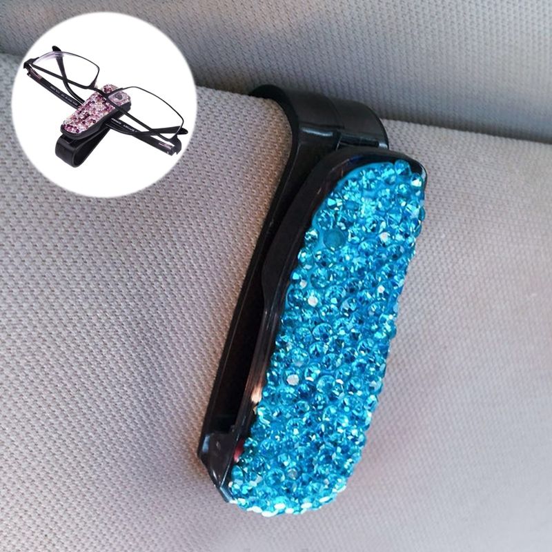Car Pure Color Diamond Mounted Gles Bill Clip Holder