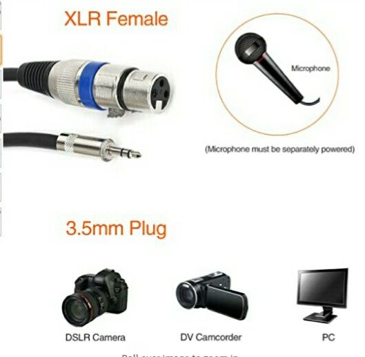 XLR To 3.5mm Microphone Cable For Camcorders, Mixers- 6feet