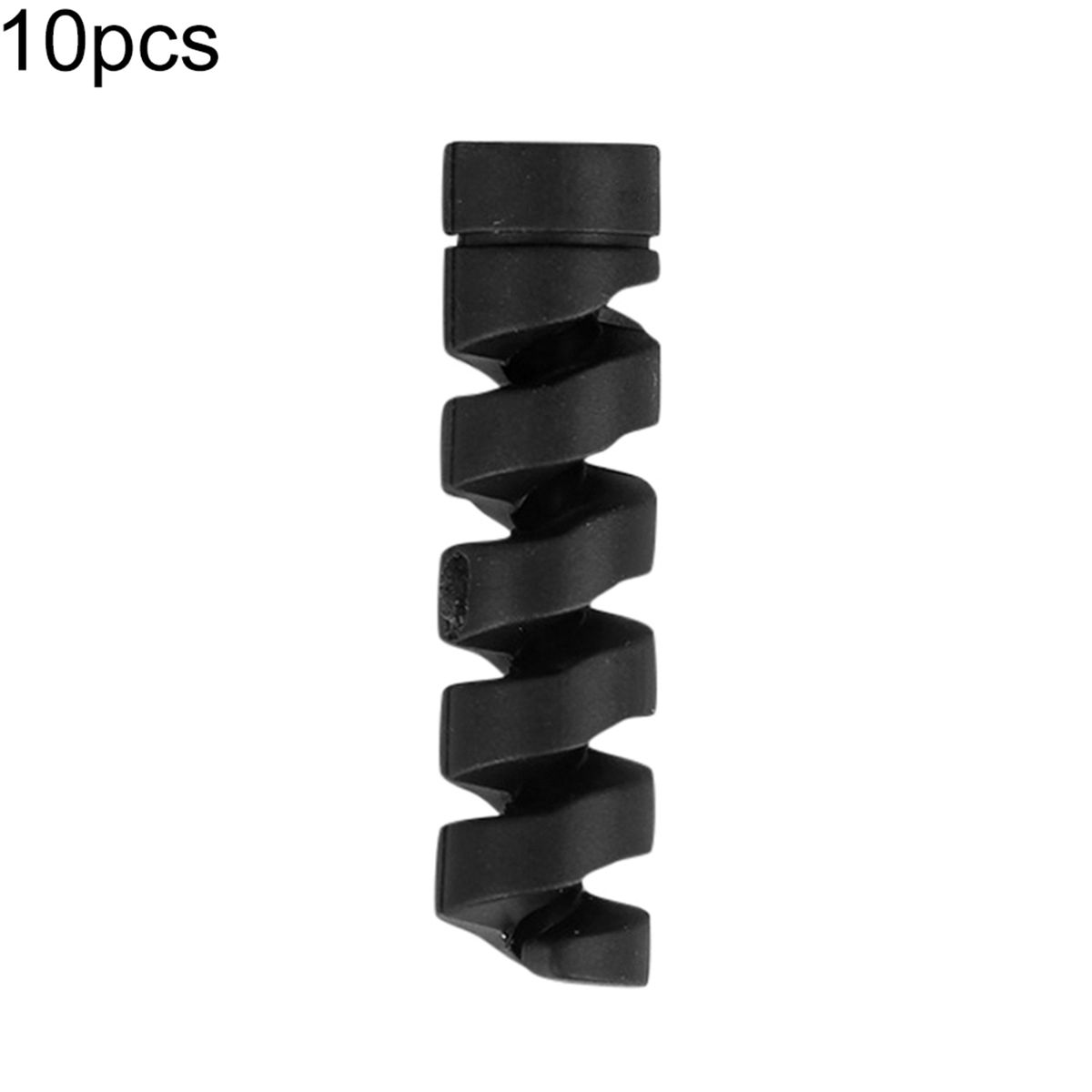 10Pcs Cord Protector Spiral Design Soft Silicone-Black