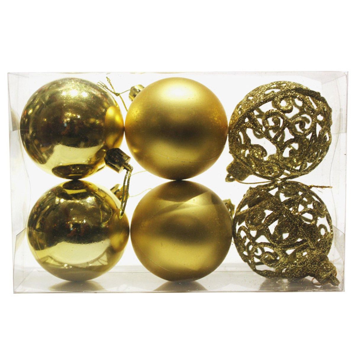 6PCS Christmas Tree Decoration Ball, New Year Decoration Shopping Mall Ceiling Window Bright Hollow Ball,Gold