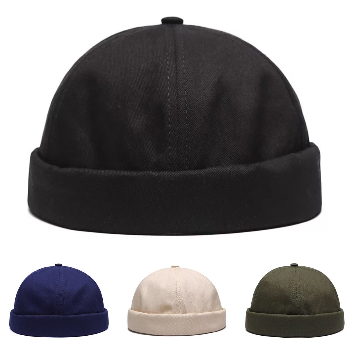 Unisex Skullcap Brimless Sun Protection Autumn Winter-Beige