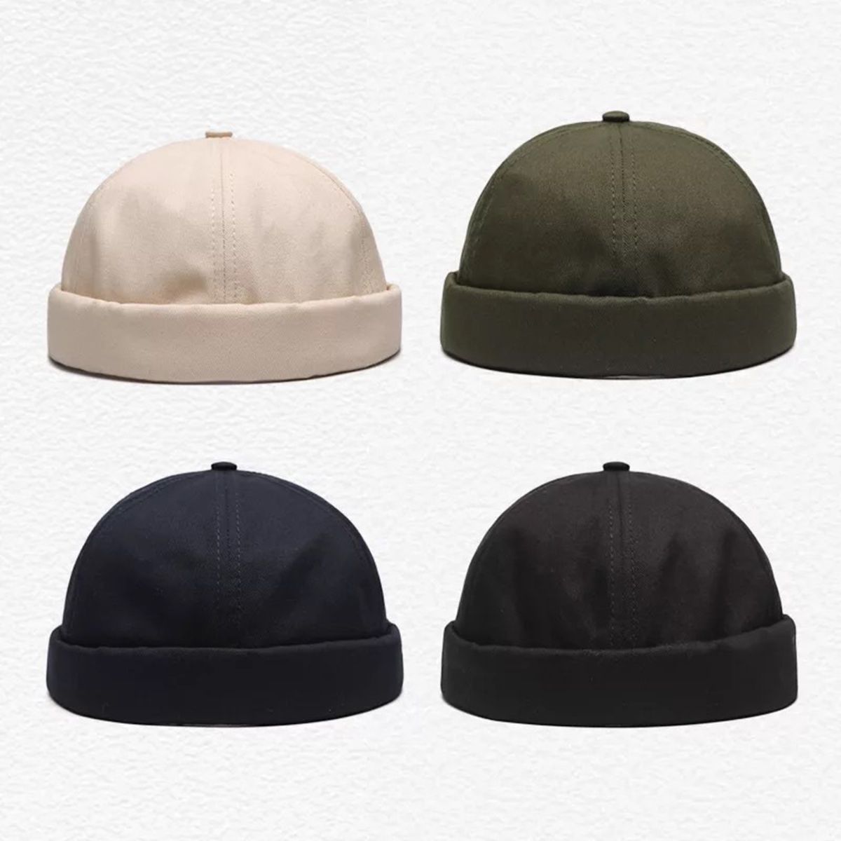 Unisex Skullcap Brimless Sun Protection Autumn Winter-Beige