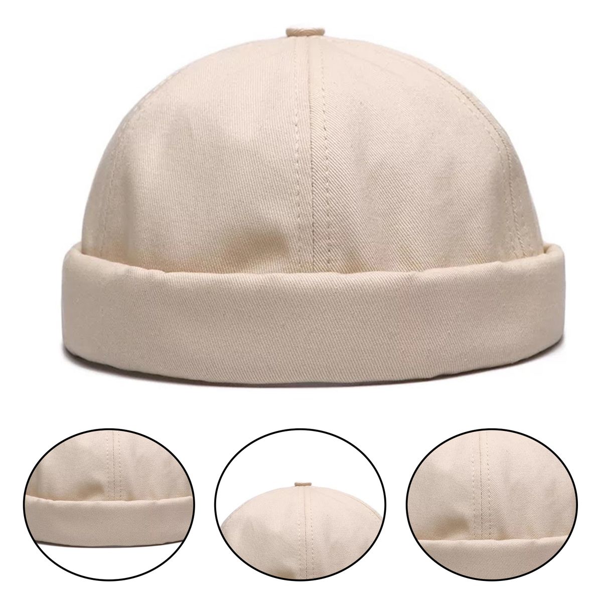 Unisex Skullcap Brimless Sun Protection Autumn Winter-Beige