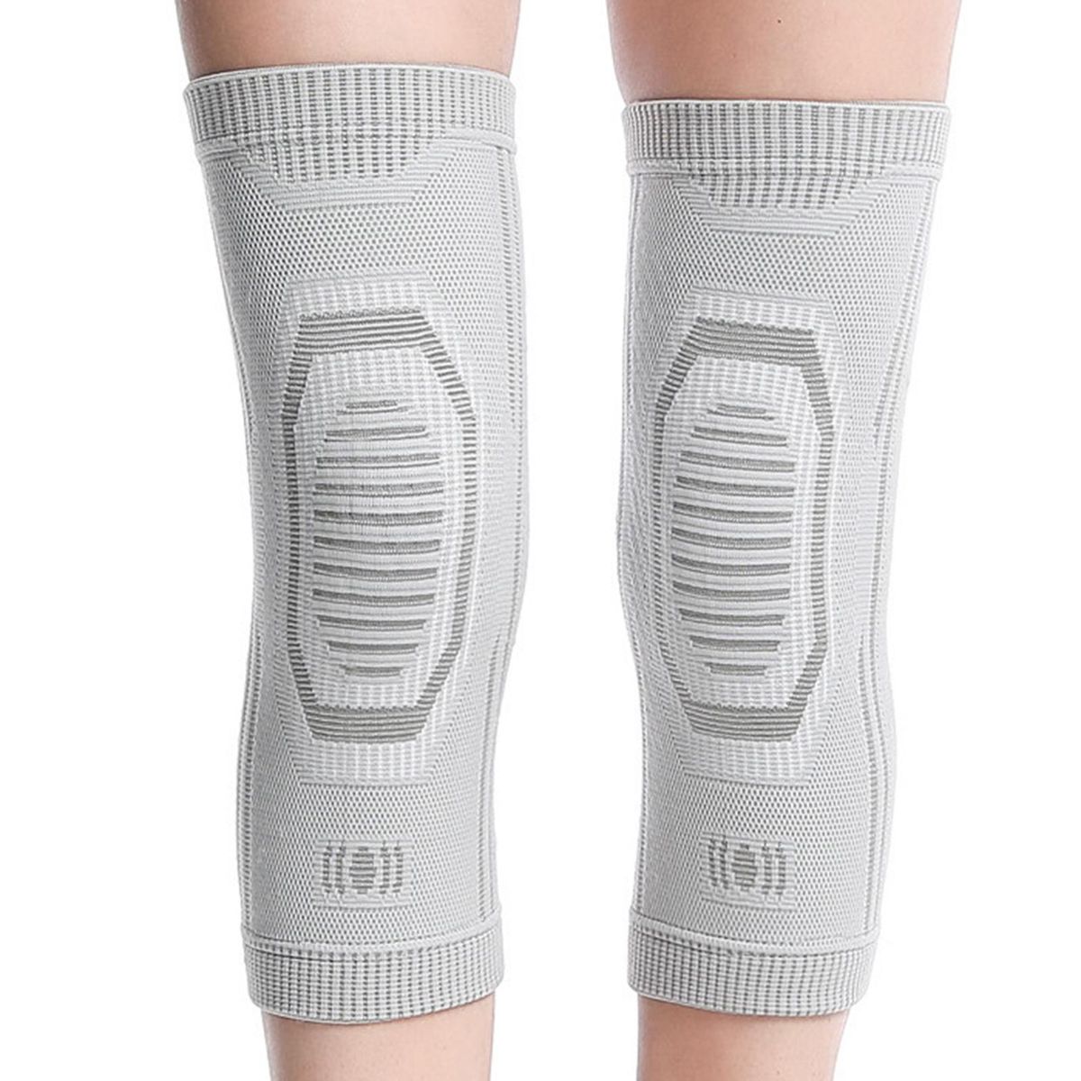1Pc Wormwood Knee Warmer Cold Weather Women Elderly Self-Heating Knee Pad Light Grey