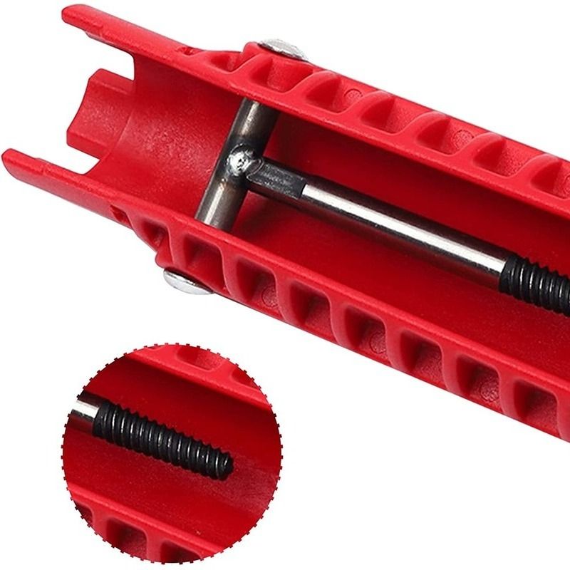 (Red)8 In 1 Basin Flume Wrench Faucet Sink Key Plumbing Tool Repair Hand Tool For Toilet Bowl Bathroom Kitchen Plumbing Removal