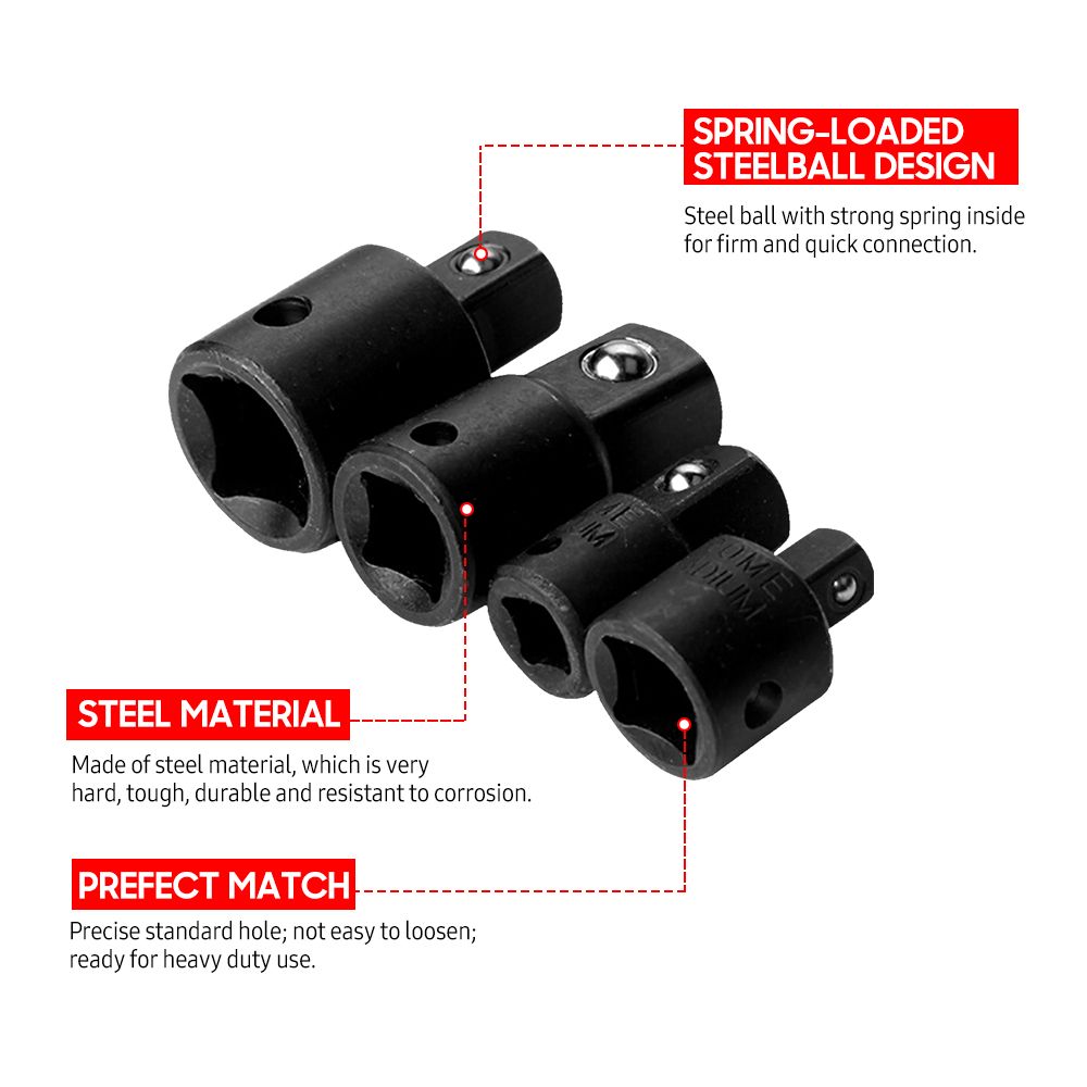 4 PCS Impact Socket Adapter Reducer 1/4-Inch 3/8-Inch