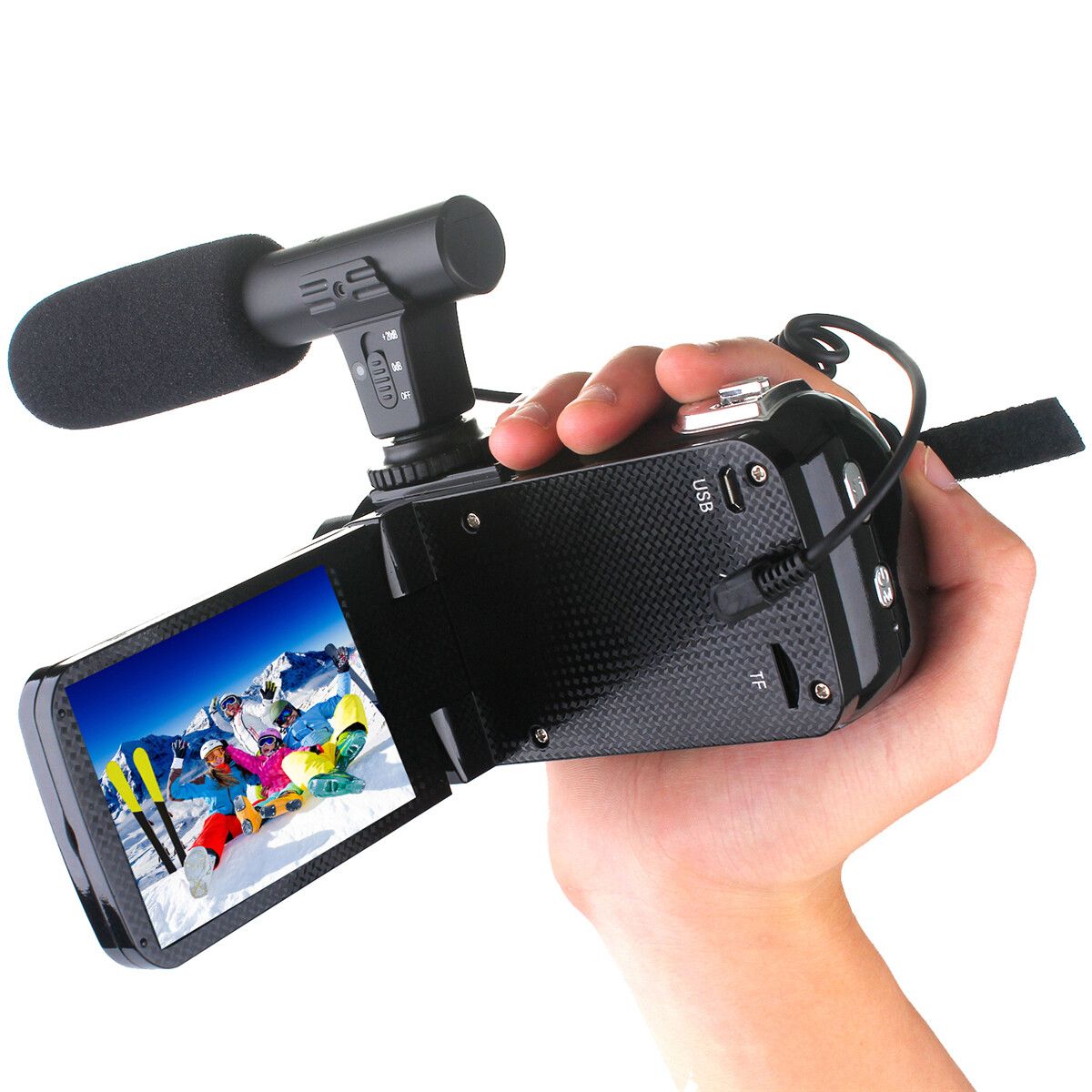 2400 Megapixels Vlog Camcorder Camera Full HD 1080p Video Camera 16X Digital Zoom External Microphone And Lens Full Set
