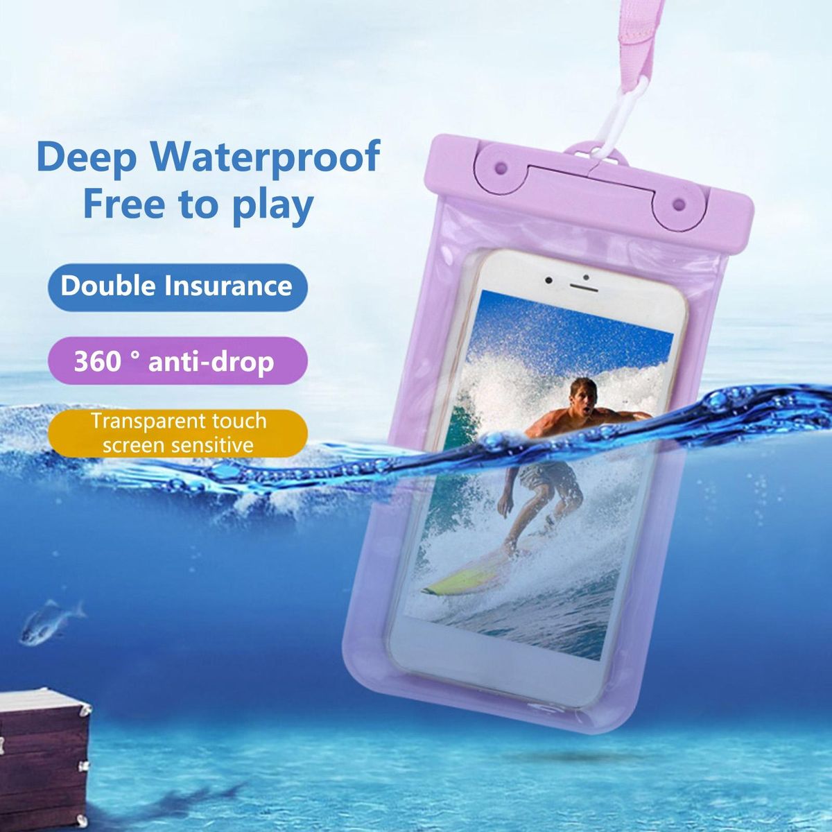 Phone Waterproof Pouch Underwater Filming Phone Waterproof Bag Purple