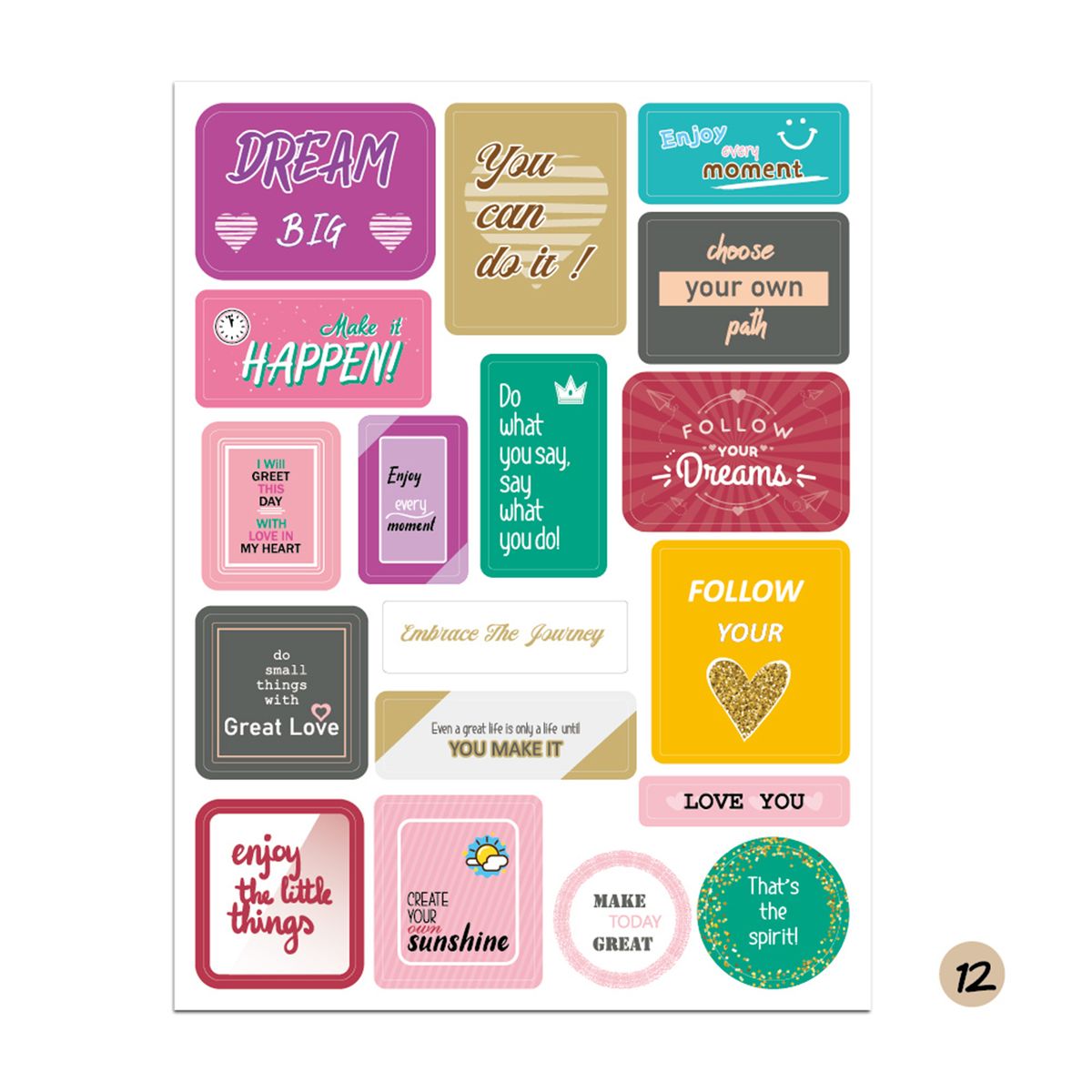 12 Sheets Essentials Planner Sticker Weekly Daily Schedule