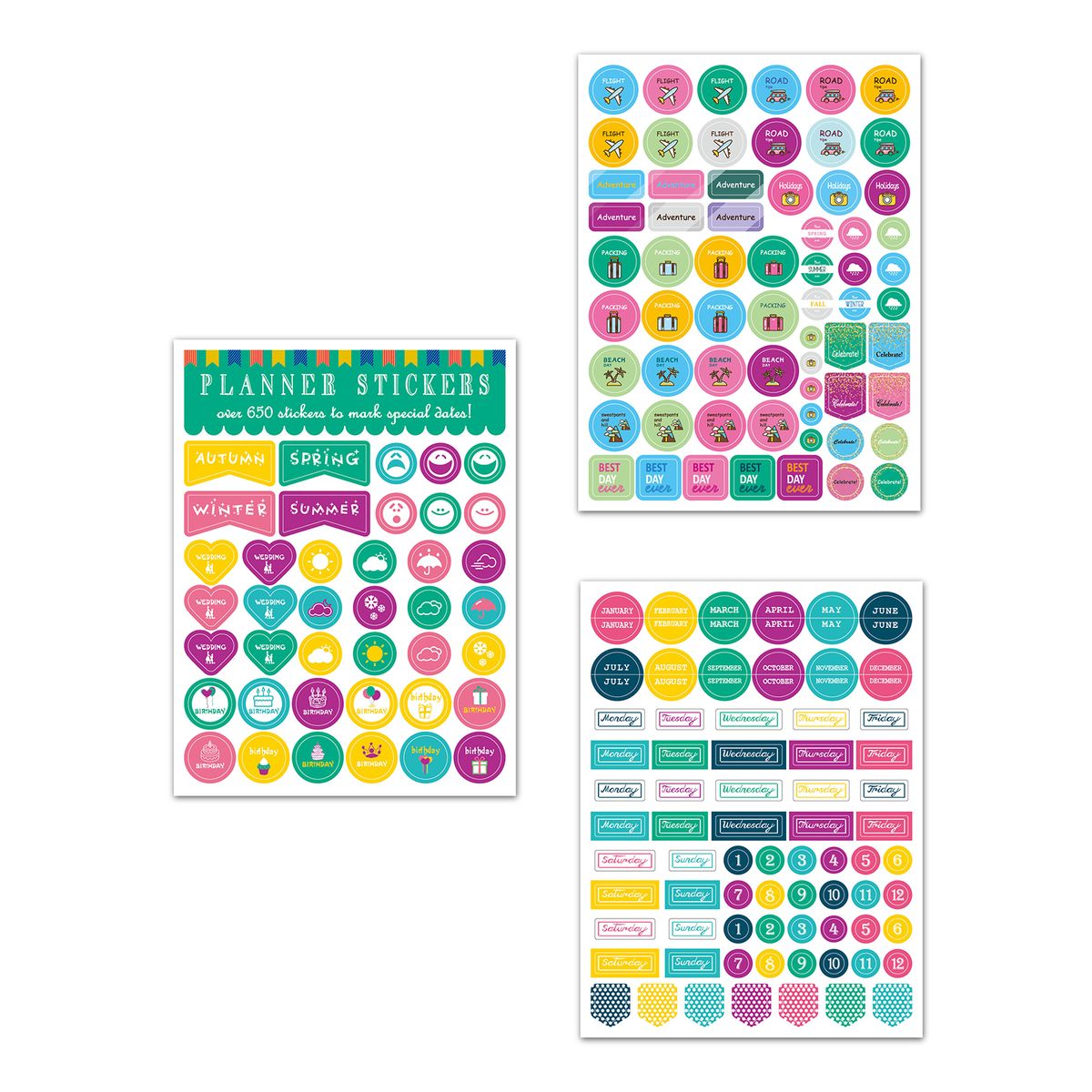 12 Sheets Essentials Planner Sticker Weekly Daily Schedule